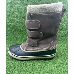 L.L. Bean Insulated Leather Snow Boots 504741 Mens Size 9 Mid Calf Hook & Loop
